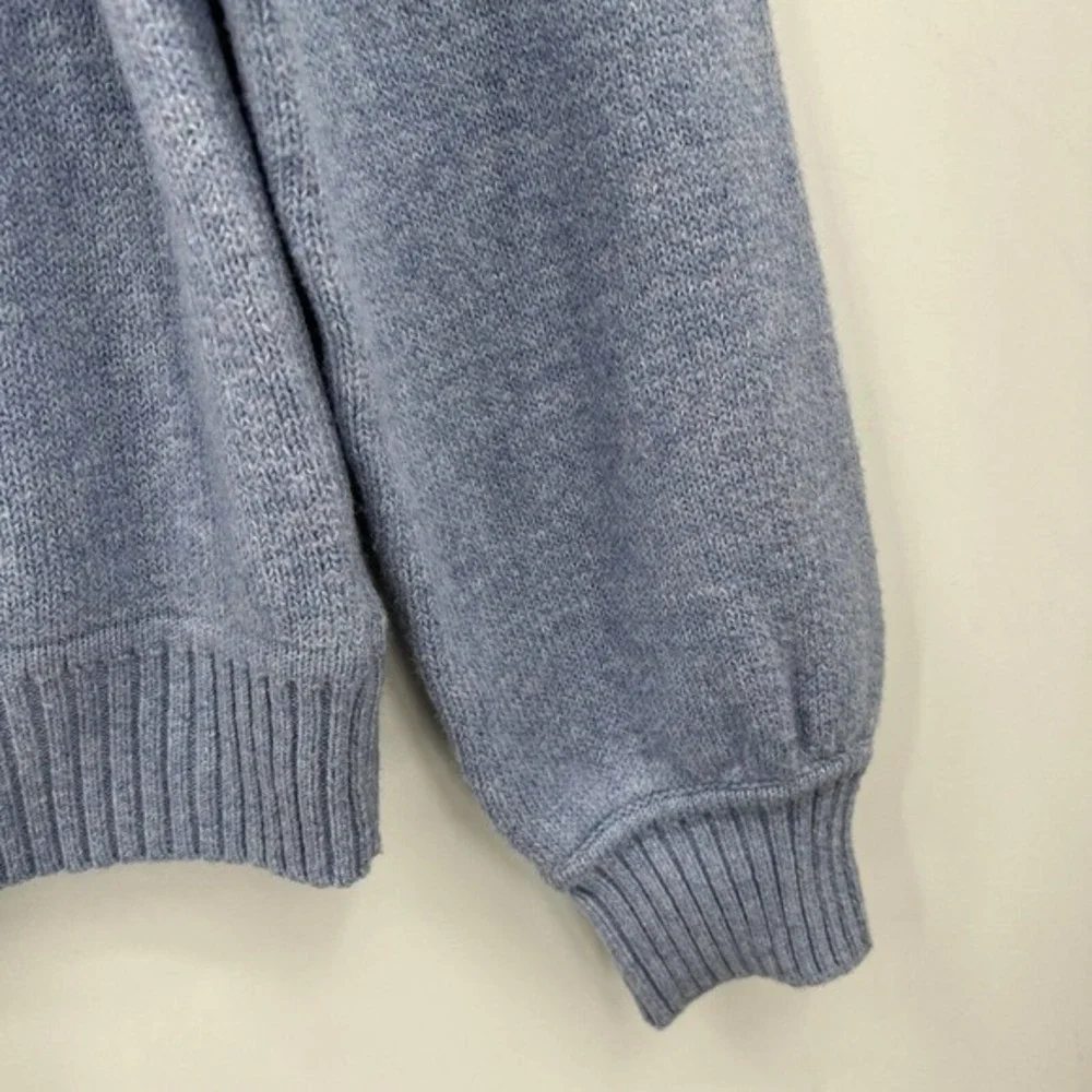 Universal Thread Sweater 1/4 Zip Puff Sleeve Mock Neck Pullover - Picture 4 of 10